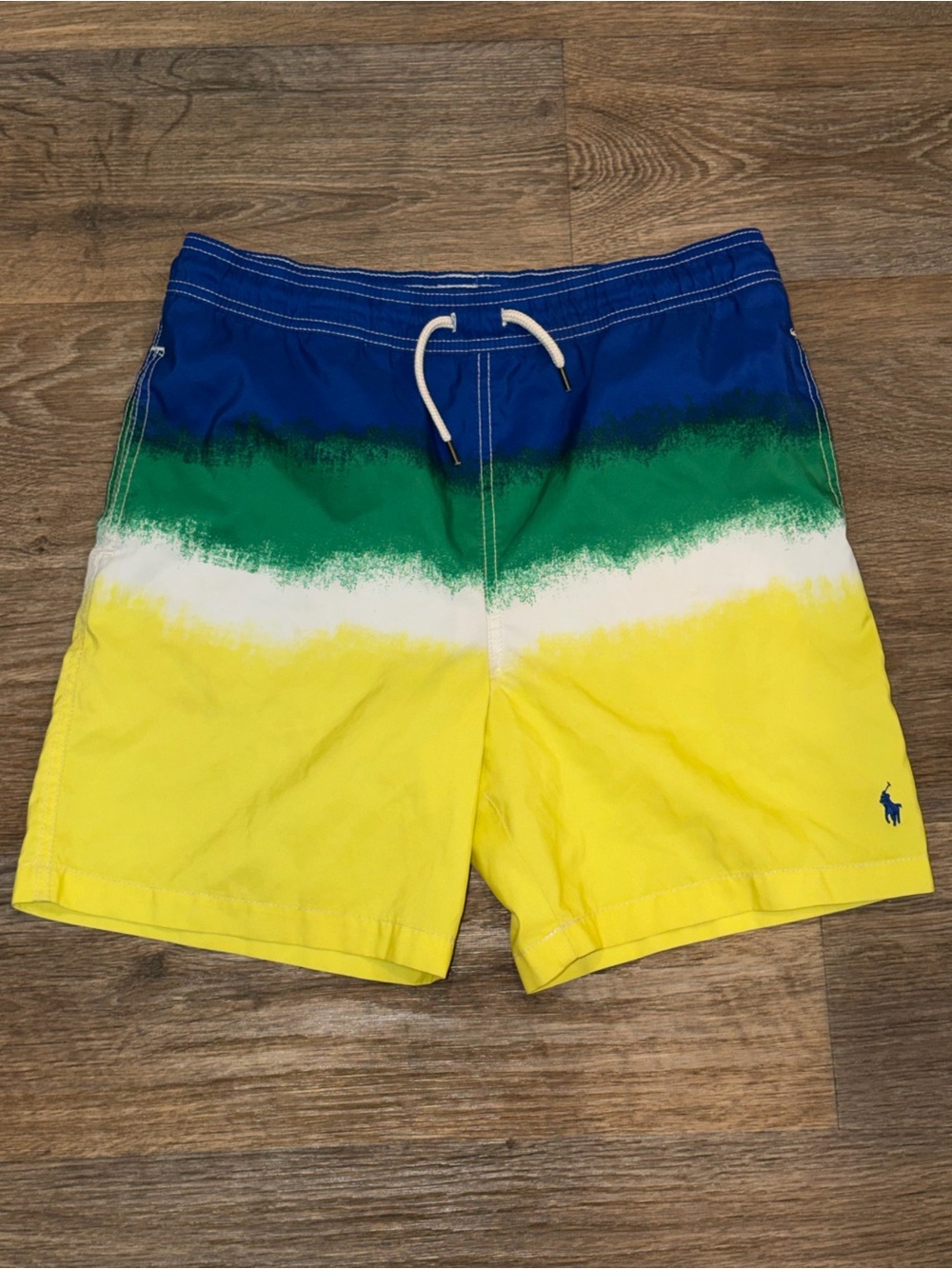 Polo by Ralph Lauren Blue, Green, White & Yellow Colorblock Swim Shorts